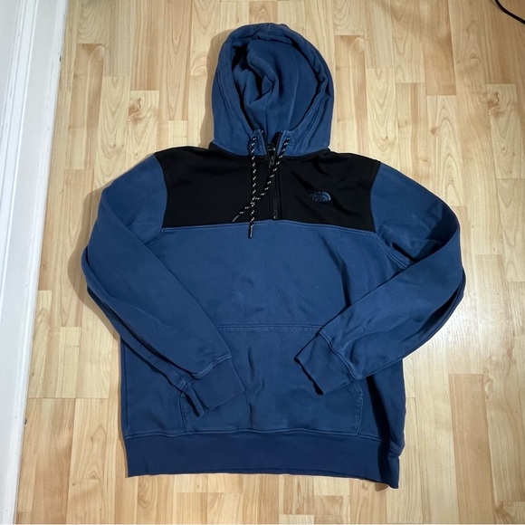 Mens Blue The North Face Quarter Zip Fleece Hoodie 1/4 Zip Size Large - Picture 1 of 6